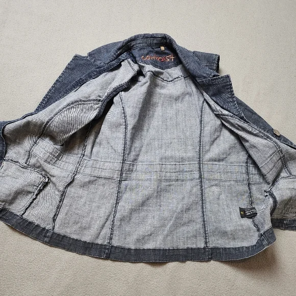 Denim Vest 90s Y2k Contrast Vest - Picture 3 of 7